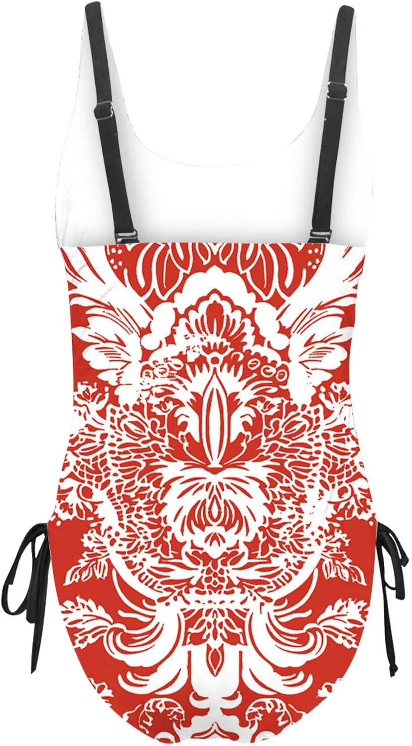 Women Sexy One Piece Swimsuits Tummy Control Halter Push Up Bathing Suits Fashion Printed Backless Monokini Swimwear