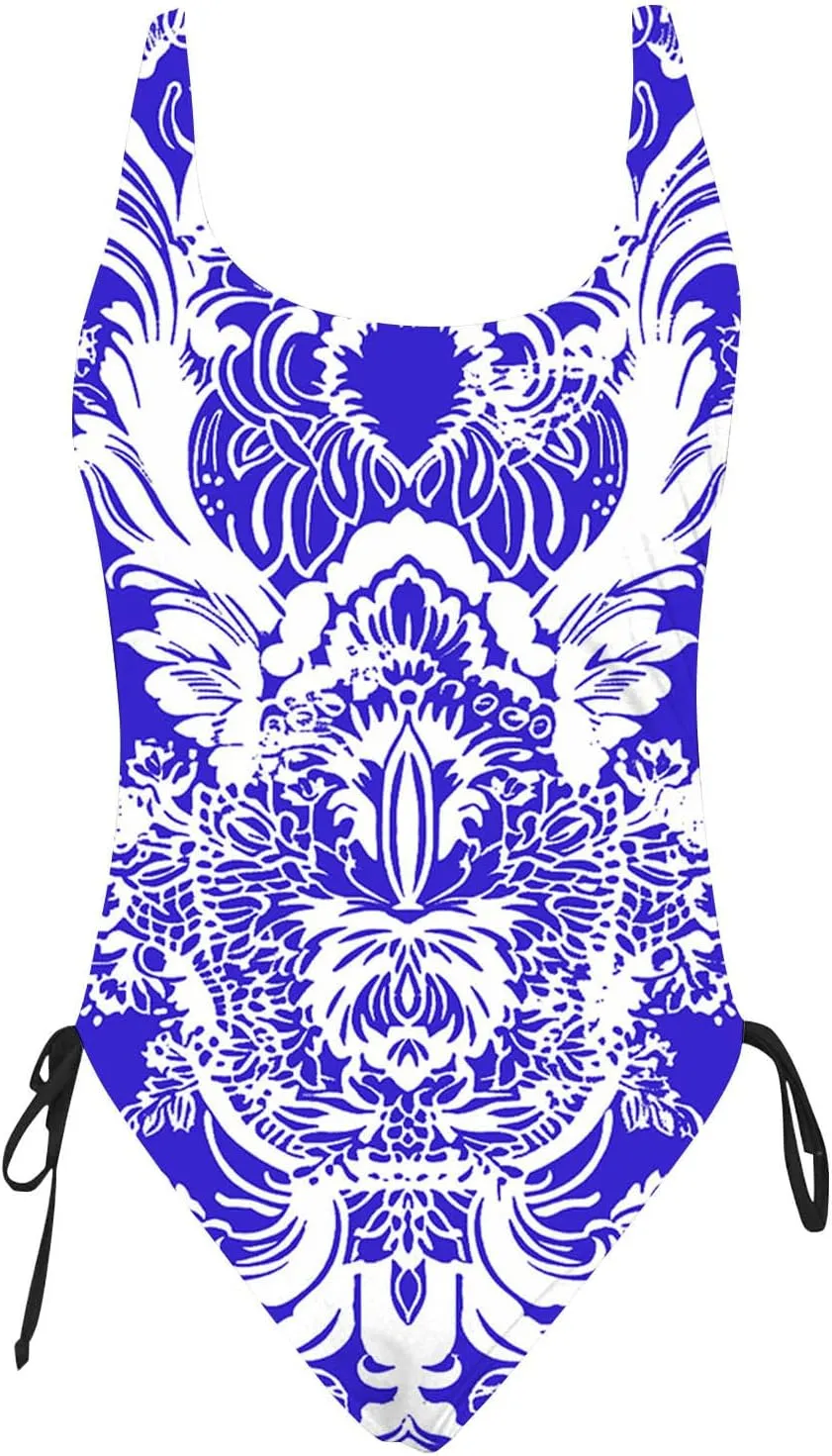 Women Sexy One Piece Swimsuits Tummy Control Halter Push Up Bathing Suits Fashion Printed Backless Monokini Swimwear