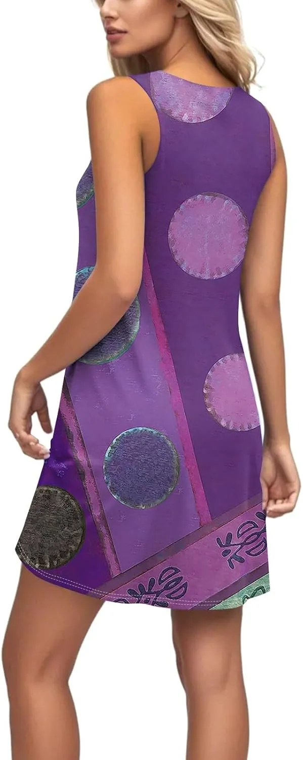 Women Spring Dresses Sundresses Cute Dresses Sleeveless Tank Dress Boho A Line Dress Summer Flowy with Pocket