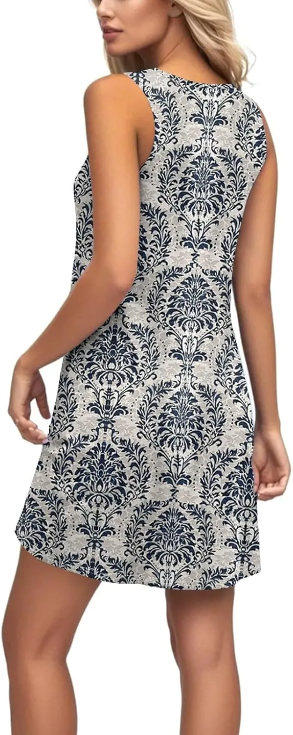 Women Spring Dresses Sundresses Cute Dresses Sleeveless Tank Dress Boho A Line Dress Summer Flowy with Pocket