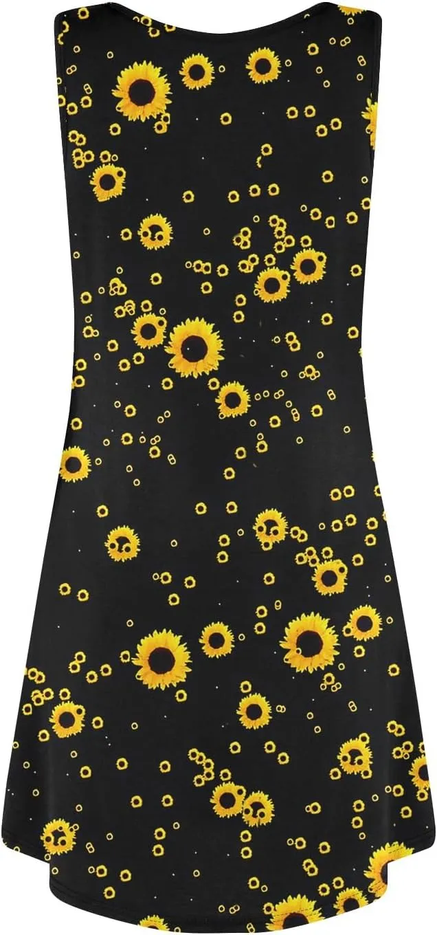 Women Spring Dresses Sundresses Cute Dresses Sleeveless Tank Dress Boho A Line Dress Summer Flowy with Pocket
