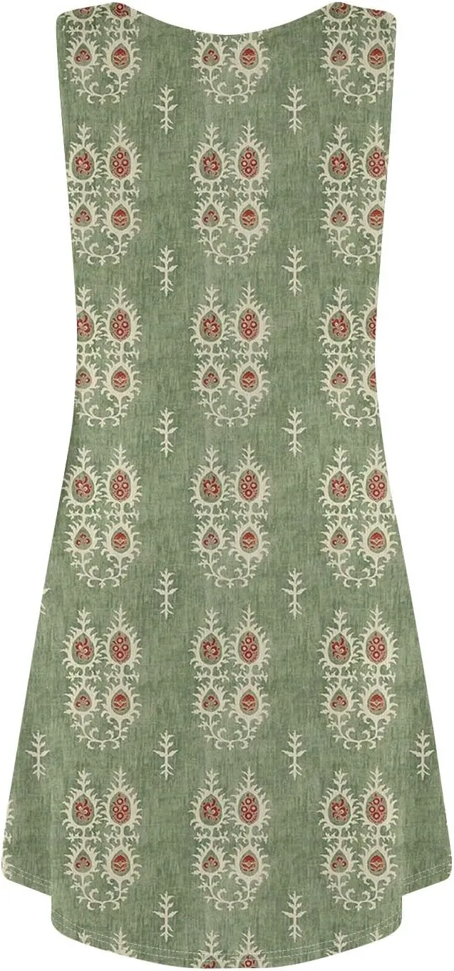 Women Spring Dresses Sundresses Cute Dresses Sleeveless Tank Dress Boho A Line Dress Summer Flowy with Pocket