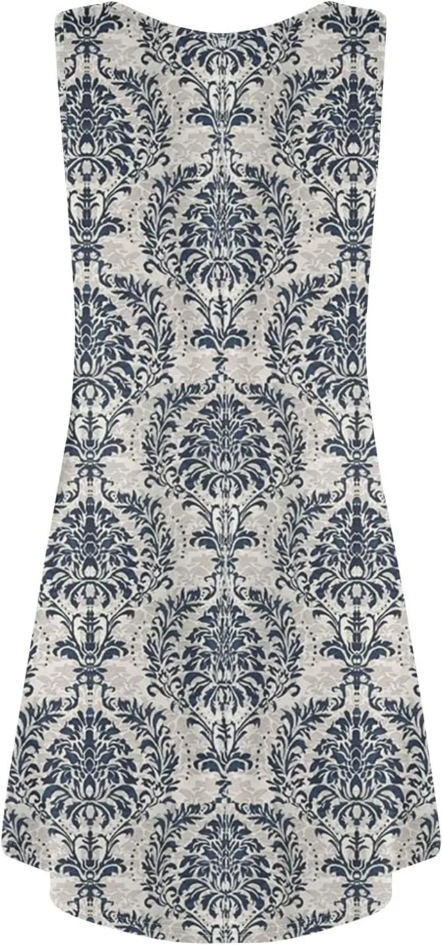 Women Spring Dresses Sundresses Cute Dresses Sleeveless Tank Dress Boho A Line Dress Summer Flowy with Pocket