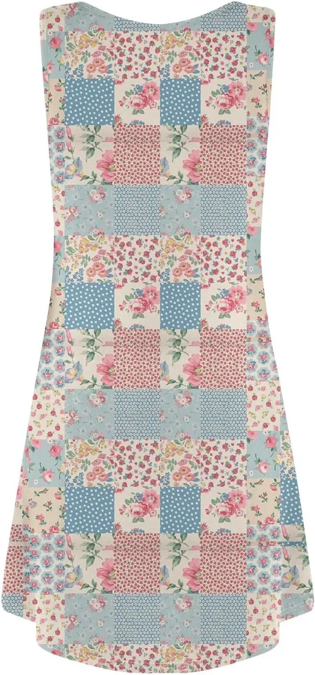 Women Spring Dresses Sundresses Cute Dresses Sleeveless Tank Dress Boho A Line Dress Summer Flowy with Pocket