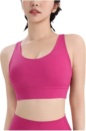 Women Strappy Sports Yoga Crop Tank Top, Sexy Crisscross Back Light Support Clothes Fashion Padded Slim Athletic Tops