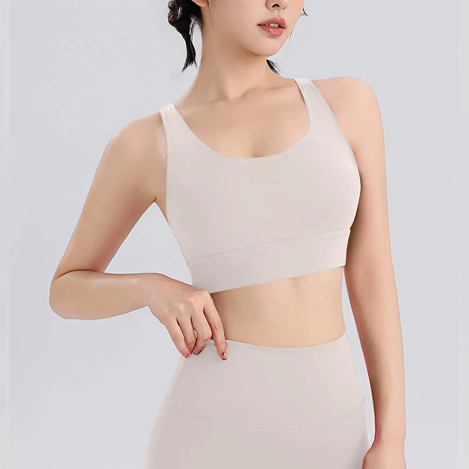 Women Strappy Sports Yoga Crop Tank Top, Sexy Crisscross Back Light Support Clothes Fashion Padded Slim Athletic Tops