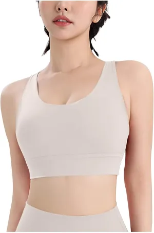 Women Strappy Sports Yoga Crop Tank Top, Sexy Crisscross Back Light Support Clothes Fashion Padded Slim Athletic Tops