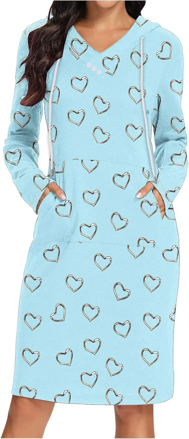 Women's 2024 Fall Dresses Long Sleeve V Neck Floral Dress Flowy Casual Dress Midi Dress Shift Long Dress