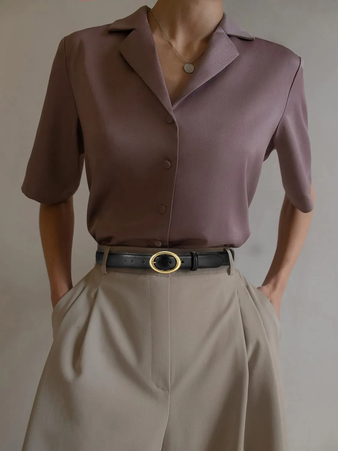 Womens Belt - CR Leather Belt Women Casual for Jeans Pants Dress - Belts with Gold Buckle for Women Fashion