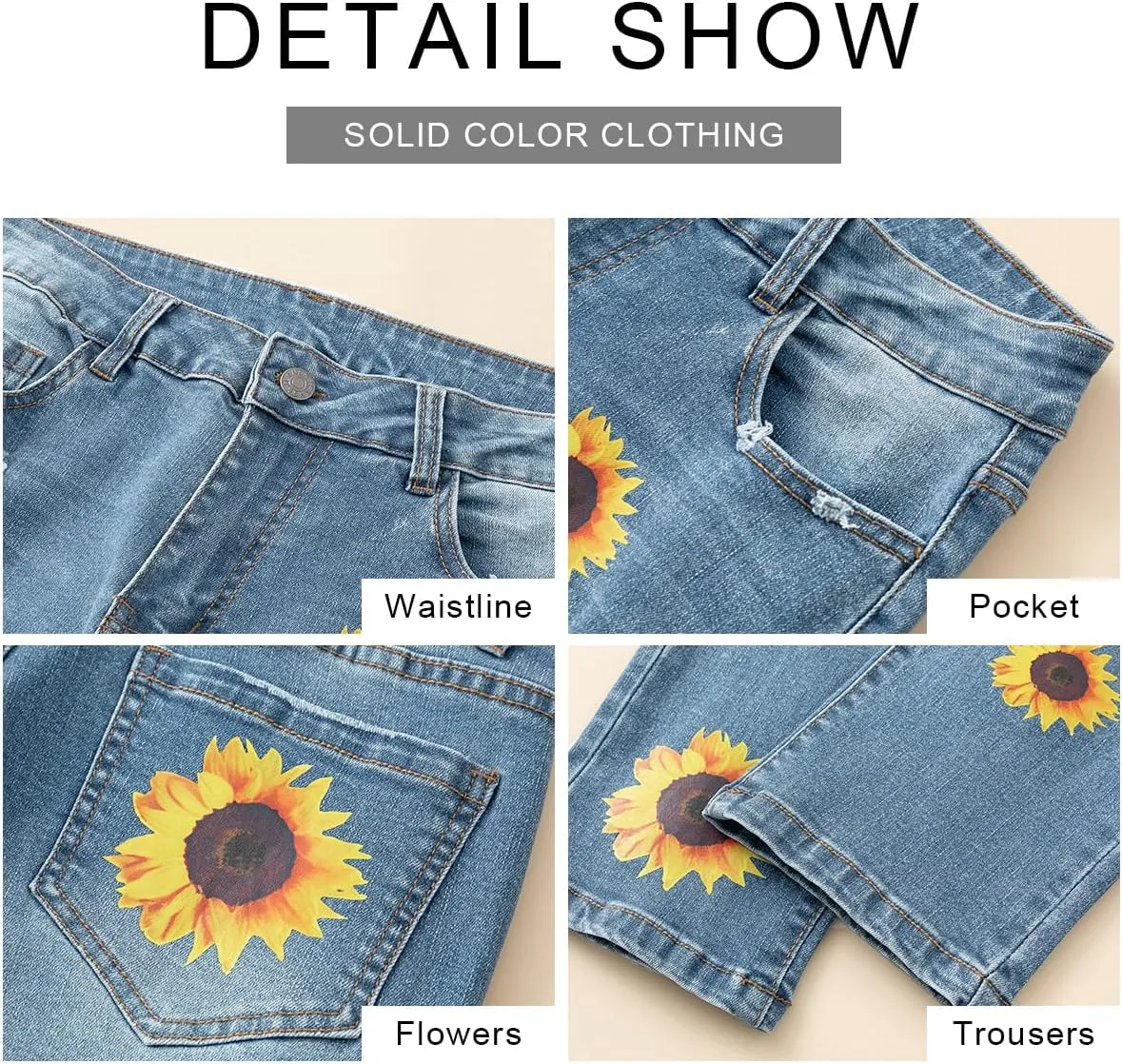 Womens Boyfriend Plaid Patch Ripped Denim Jeans with Hole Stretchy Skinny Flowers Denim Pants