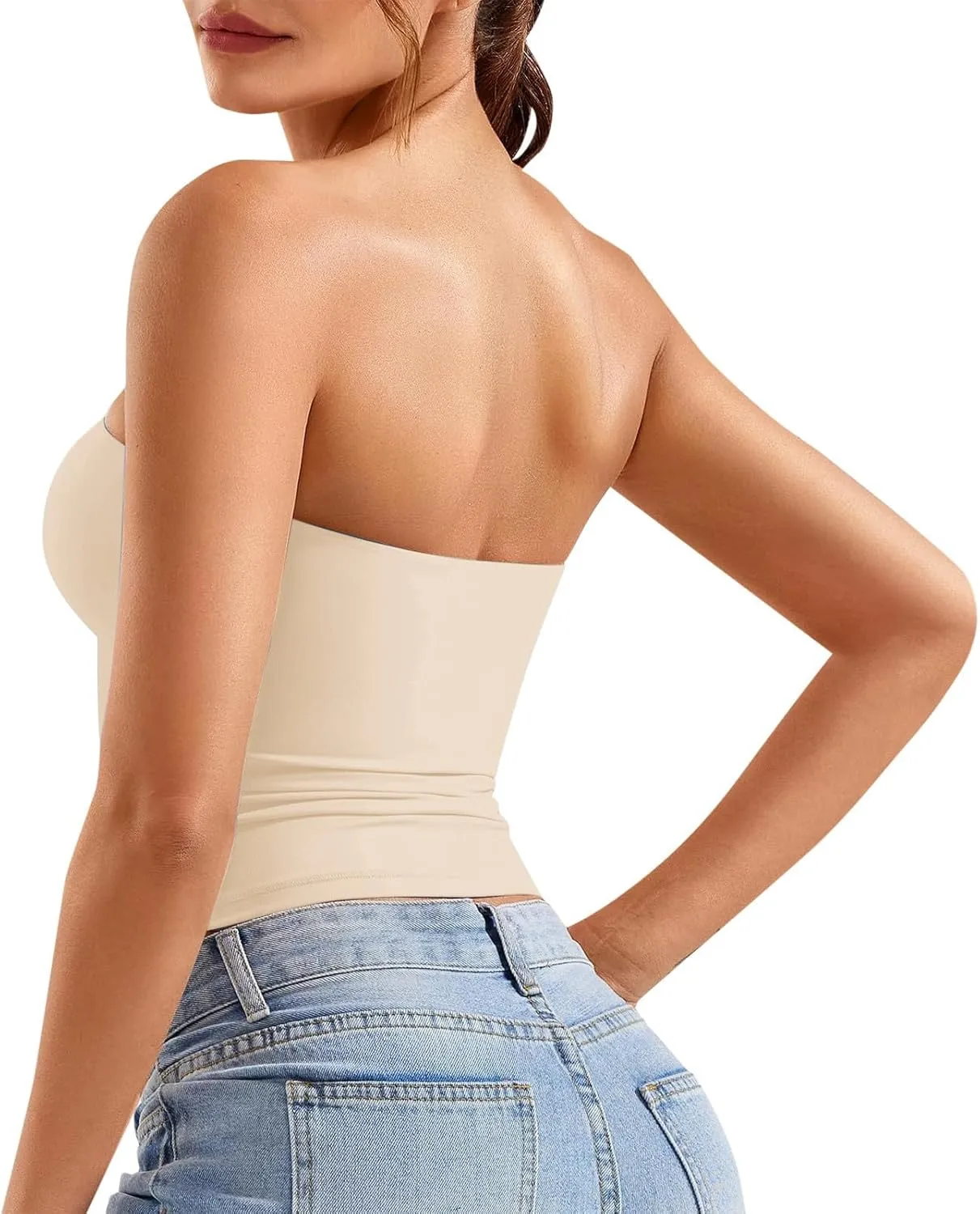 Women's Bustier Top Everyday Wear Bralette & Tank, No Underwire, Light Support, Smooth Under Tops
