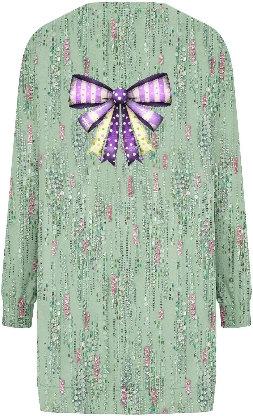 Women's Casual Dresses 2024 Long Sleeve Fall Dresses A Line Shift Dress Floral Printed Loose Fit Short Dress