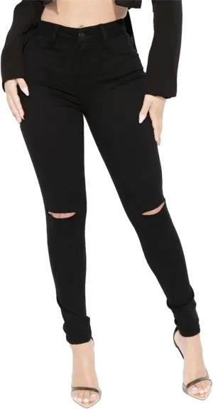 Women's Distressed Skinny High Waisted Jeans Ripped Stretch Casual Denim Pants Slim Fit Pull-On Destroyed Jeans