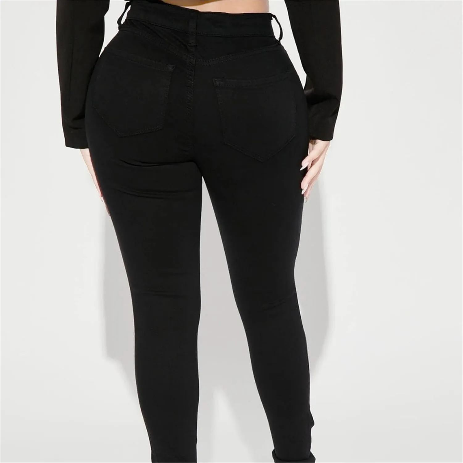 Women's Distressed Skinny High Waisted Jeans Ripped Stretch Casual Denim Pants Slim Fit Pull-On Destroyed Jeans