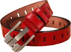 Women's Genuine Leather Belt, Vintage Pin Buckle Reversible Leather Belts, Waistband for Daily Wear, Cowskin Solid Belt
