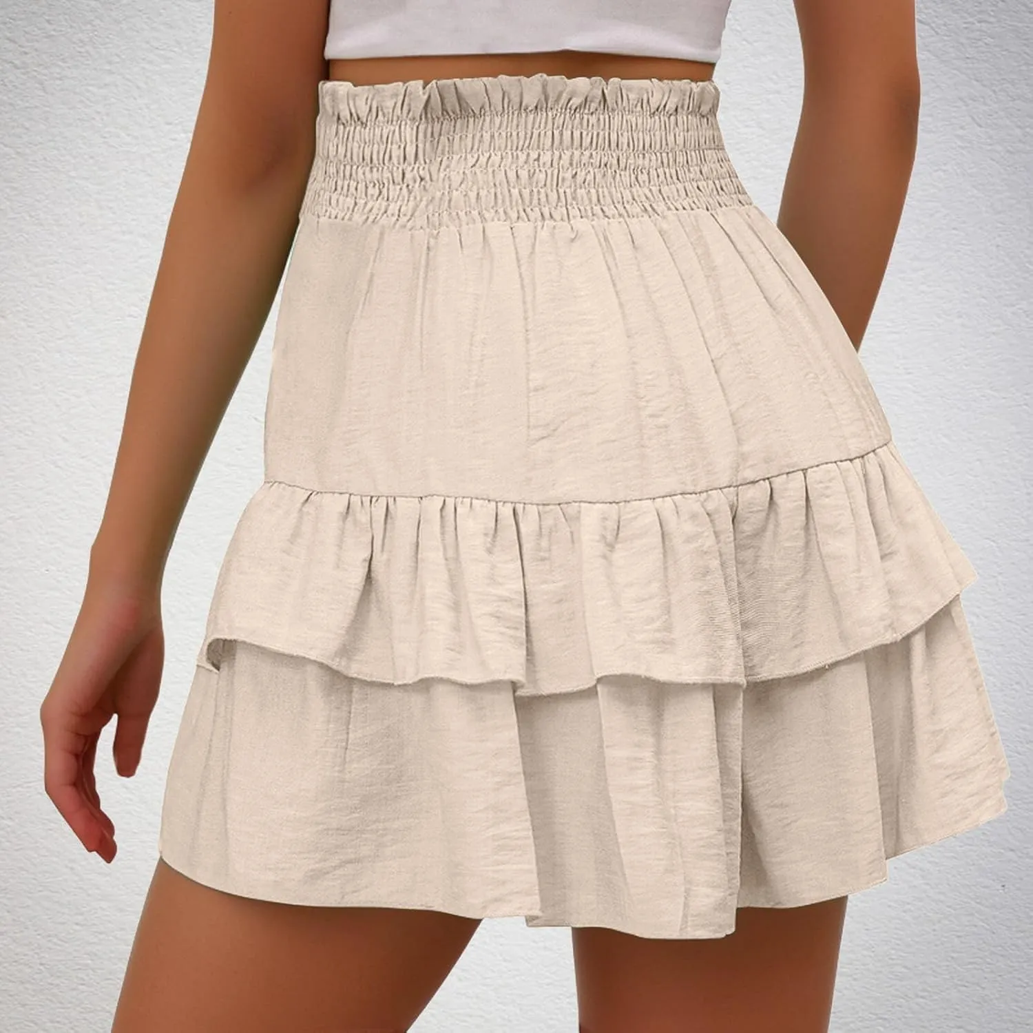 Women's High Waist Ruffle Flowy Shorts Ruffle Smocked Quick Dry Shorts Quick Dry Lounge Shorts Vacation Outfits