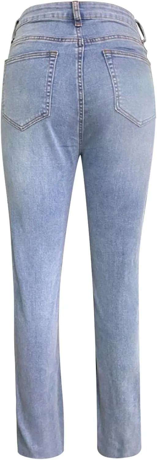 Women's High Waisted Jeans, Cut Out Skinny Denim Pants for Women Distressed Stretch Jeans Ripped Butt Lift Jeans
