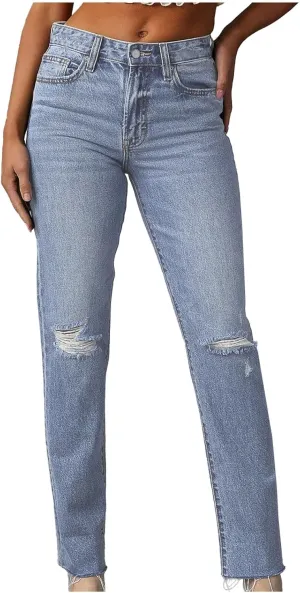 Women's High Waisted Jeans, Cut Out Skinny Denim Pants for Women Distressed Stretch Jeans Ripped Butt Lift Jeans
