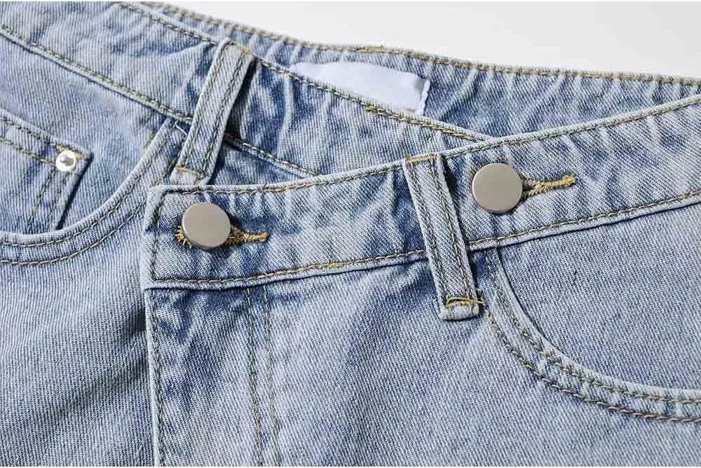 Women's High Waisted Juniors Criss Crossover Jean Shorts Denim Shorts Casual Summer Jean Hot Shorts
