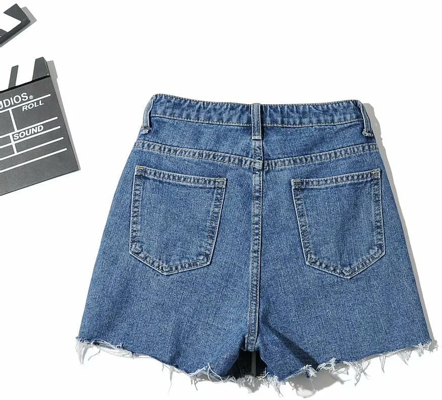 Women's High Waisted Juniors Criss Crossover Jean Shorts Denim Shorts Casual Summer Jean Hot Shorts