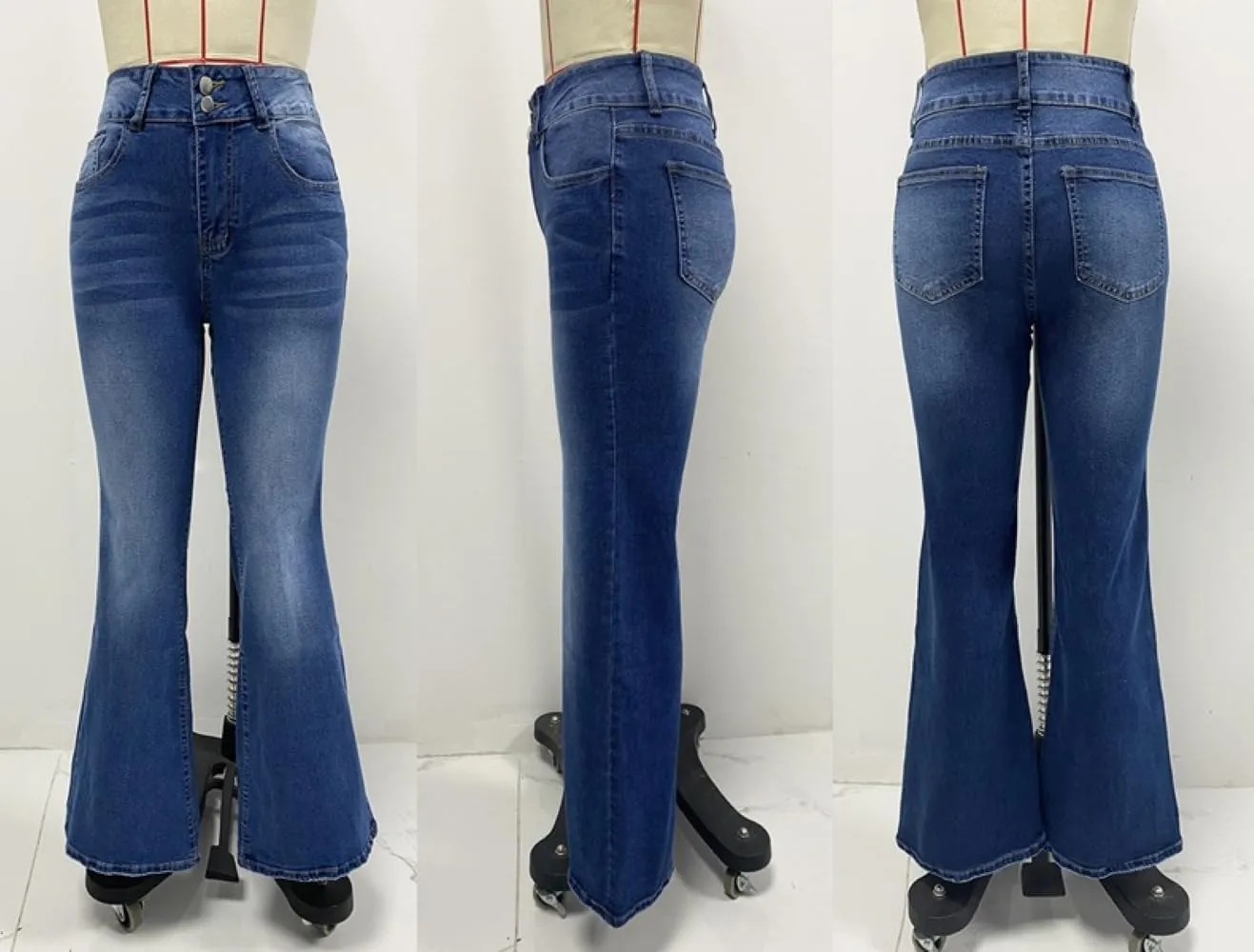 Women's High-Waisted Micro Jeans Vintage Bootcut Denim Pants Stretchy Skinny Jeans