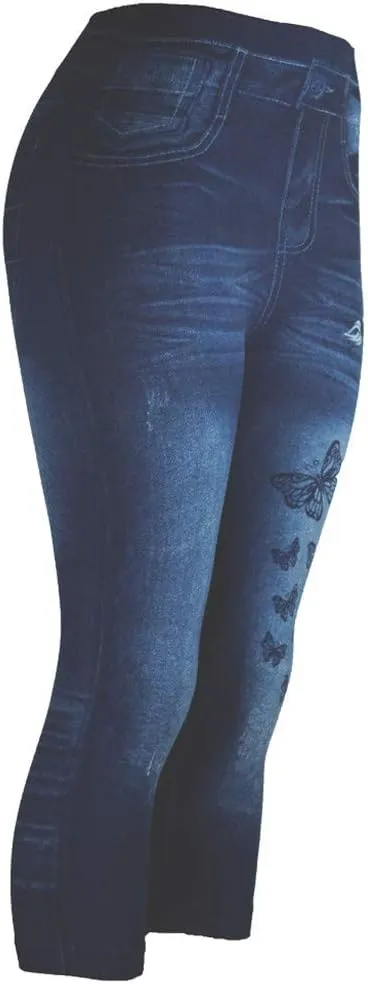 Women's Hole Ripped Capri Jeans Pants High Waisted Casual Ripped Skinny Slim Fit Stretch Denim Capri Jeans