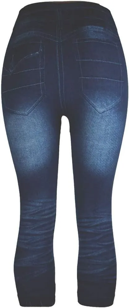 Women's Hole Ripped Capri Jeans Pants High Waisted Casual Ripped Skinny Slim Fit Stretch Denim Capri Jeans