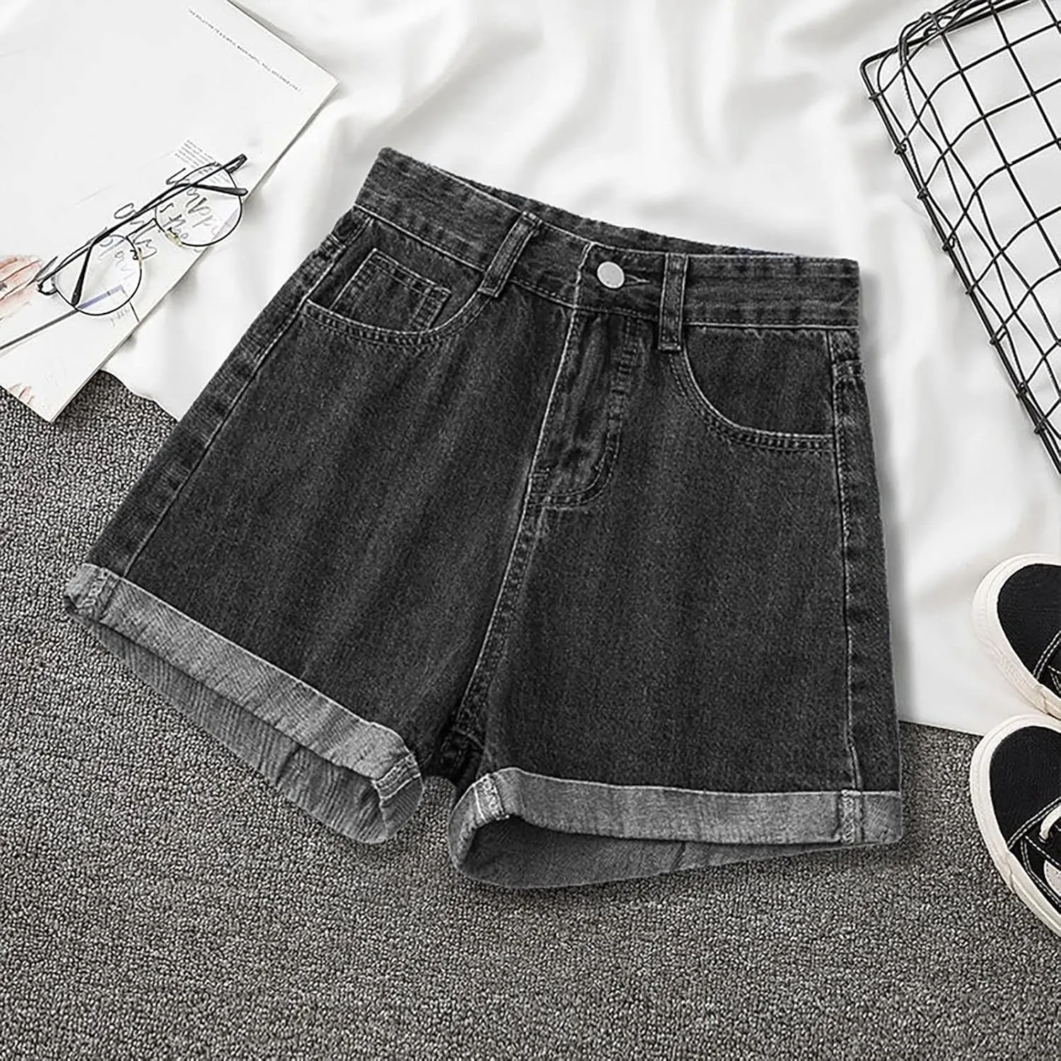 Womens Jeans Shorts High Waisted Plus Size Denim Shorts Wide Leg Cowgirl Shorts Hot Springy Soft Western Jeans Shorts