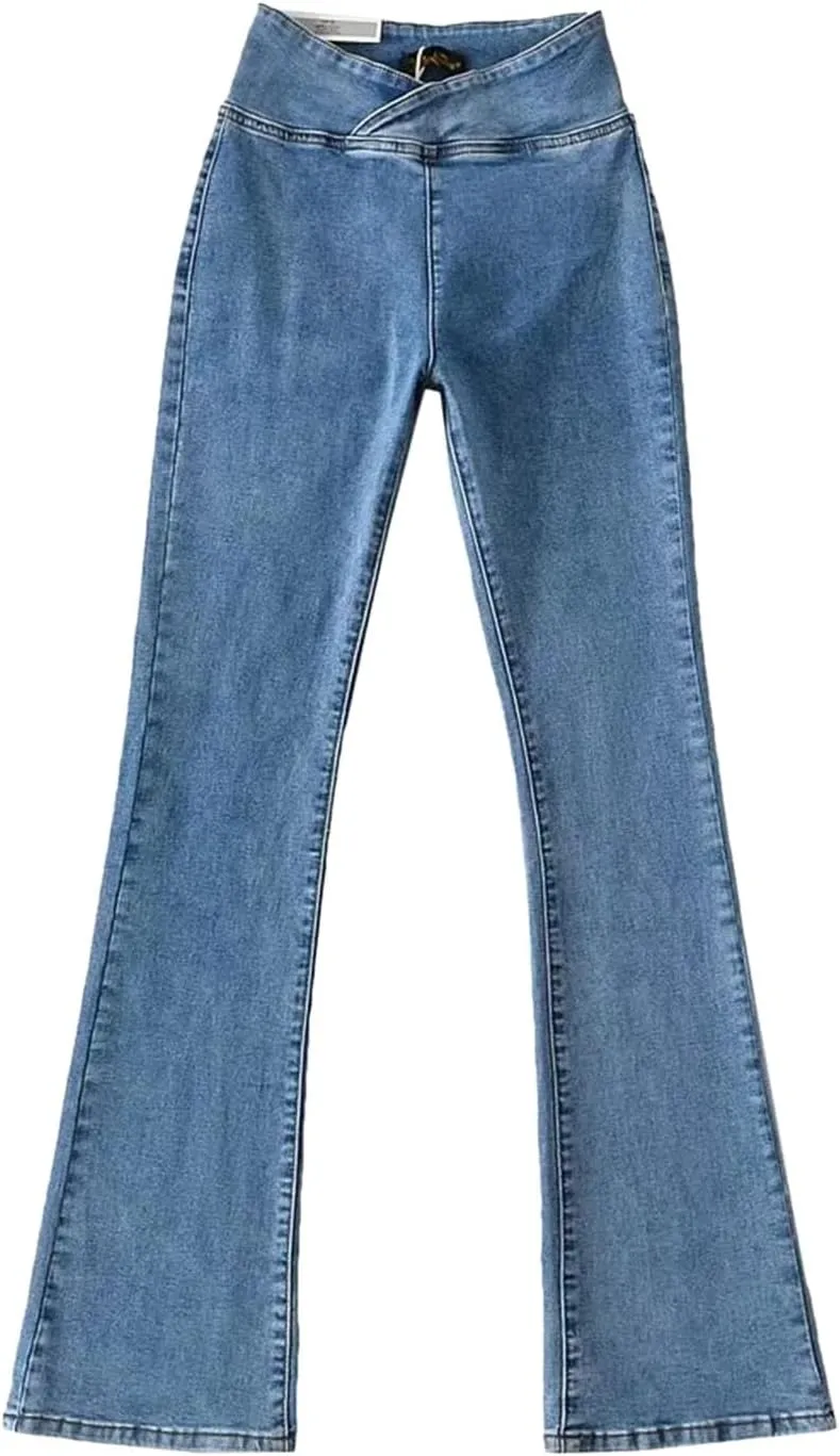Womens Jeans Trendy 2024 Women's High Elastic High Waist Trousers Slim Fit Hip Sexy Jeans Flare Womens Jean Sweat