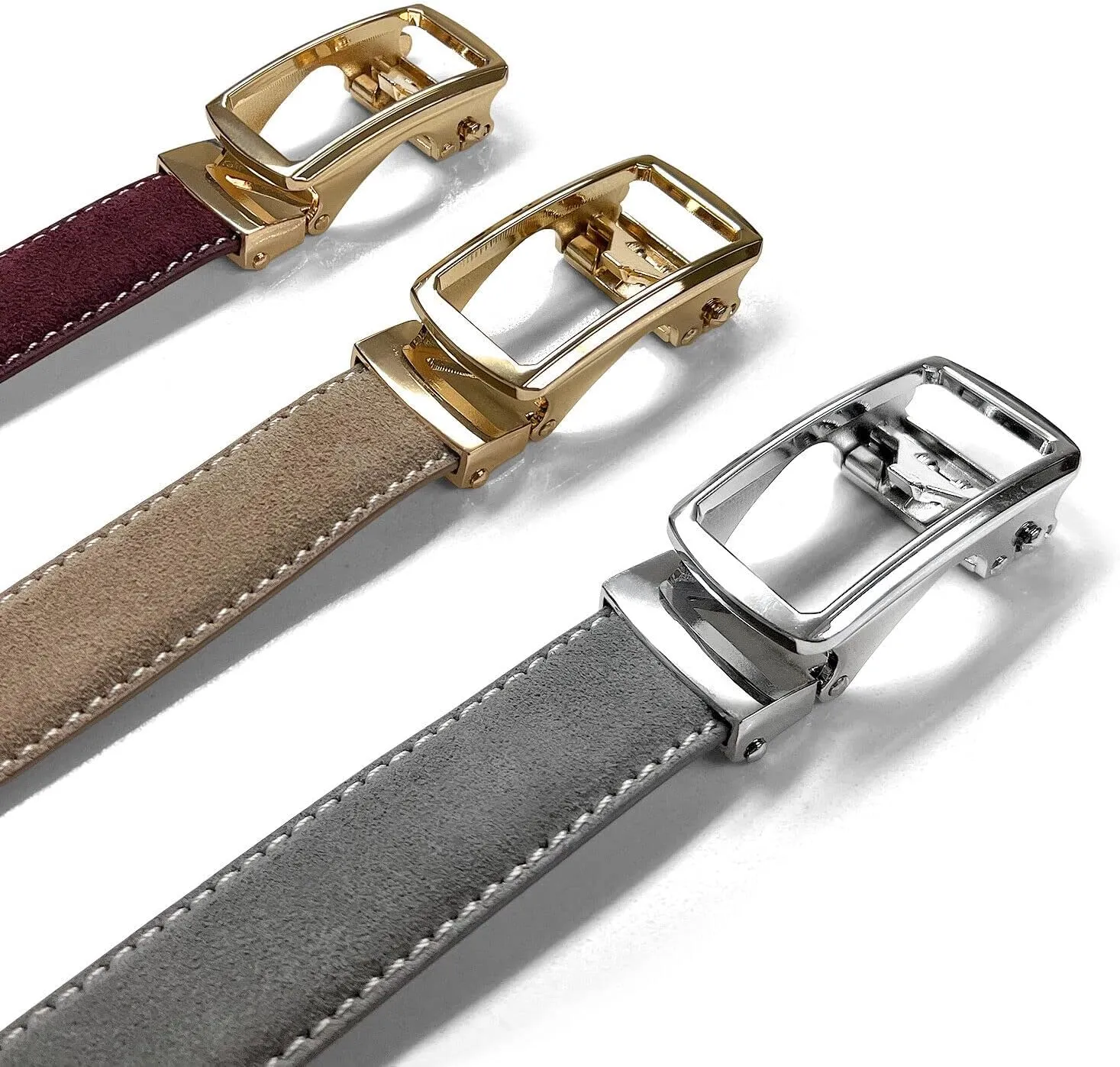 Women's Leather Belt Fashion Genuine Suede Leather Belts For Jeans Dress or Ratchet Belt 1"(25mm) Wide