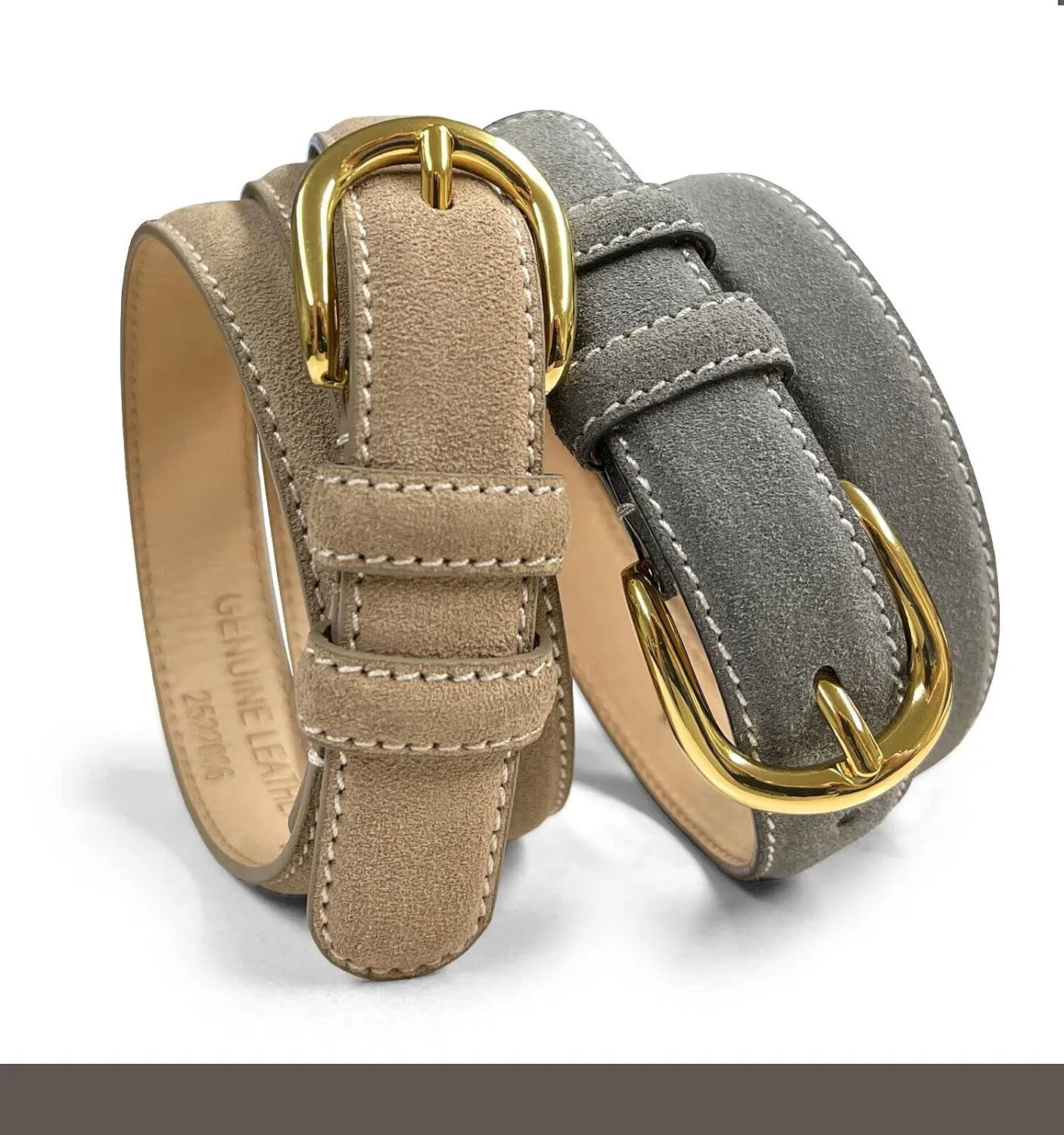 Women's Leather Belt Fashion Genuine Suede Leather Belts For Jeans Dress or Ratchet Belt 1"(25mm) Wide