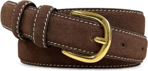 Women's Leather Belt Fashion Genuine Suede Leather Belts For Jeans Dress or Ratchet Belt 1"(25mm) Wide