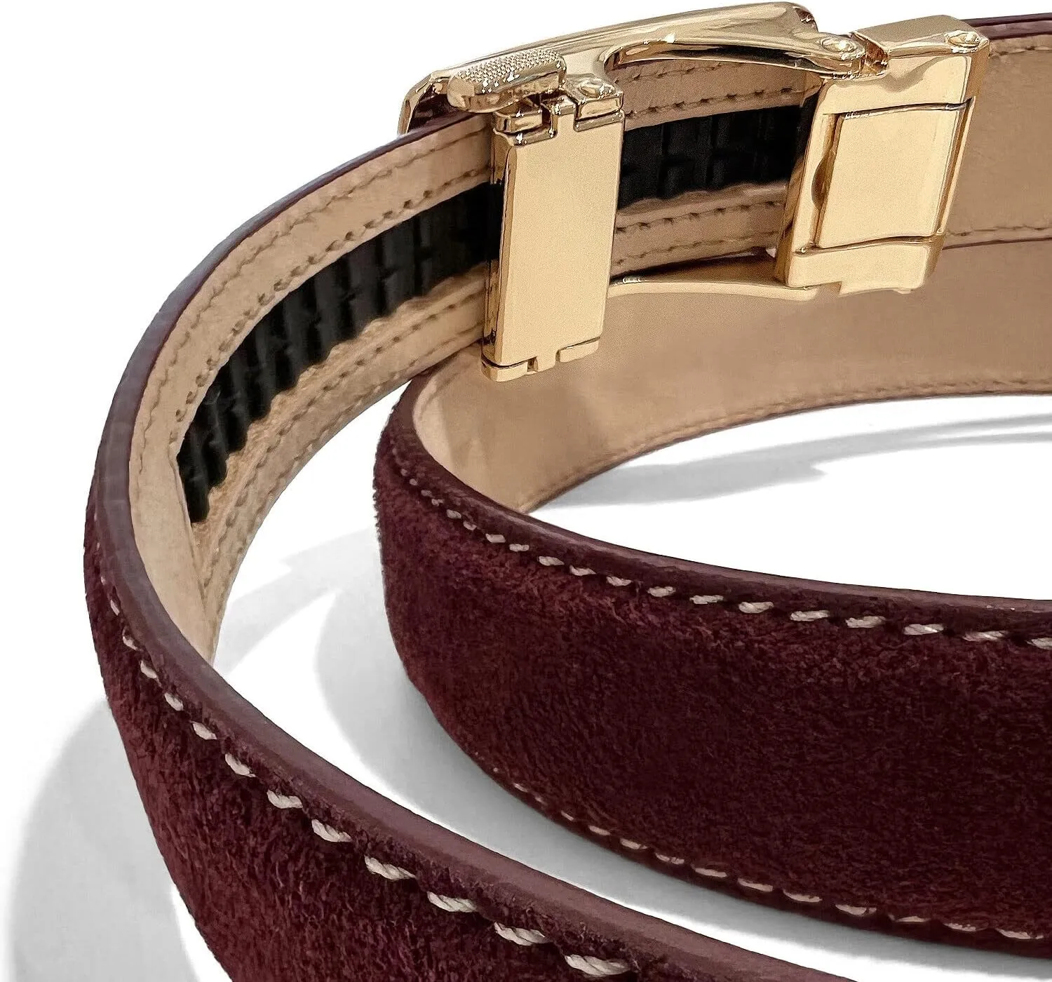 Women's Leather Belt Fashion Genuine Suede Leather Belts For Jeans Dress or Ratchet Belt 1"(25mm) Wide