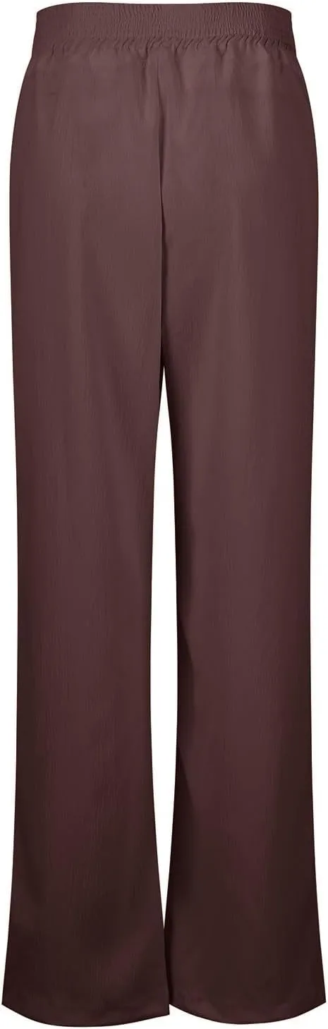 Womens Linen Pants Crossover High Waisted Wide Leg Pants Summer Casual Beach Pants Flowy Palazzo Pants with Pockets