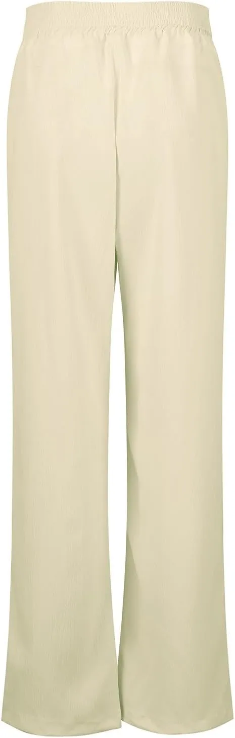 Womens Linen Pants Crossover High Waisted Wide Leg Pants Summer Casual Beach Pants Flowy Palazzo Pants with Pockets
