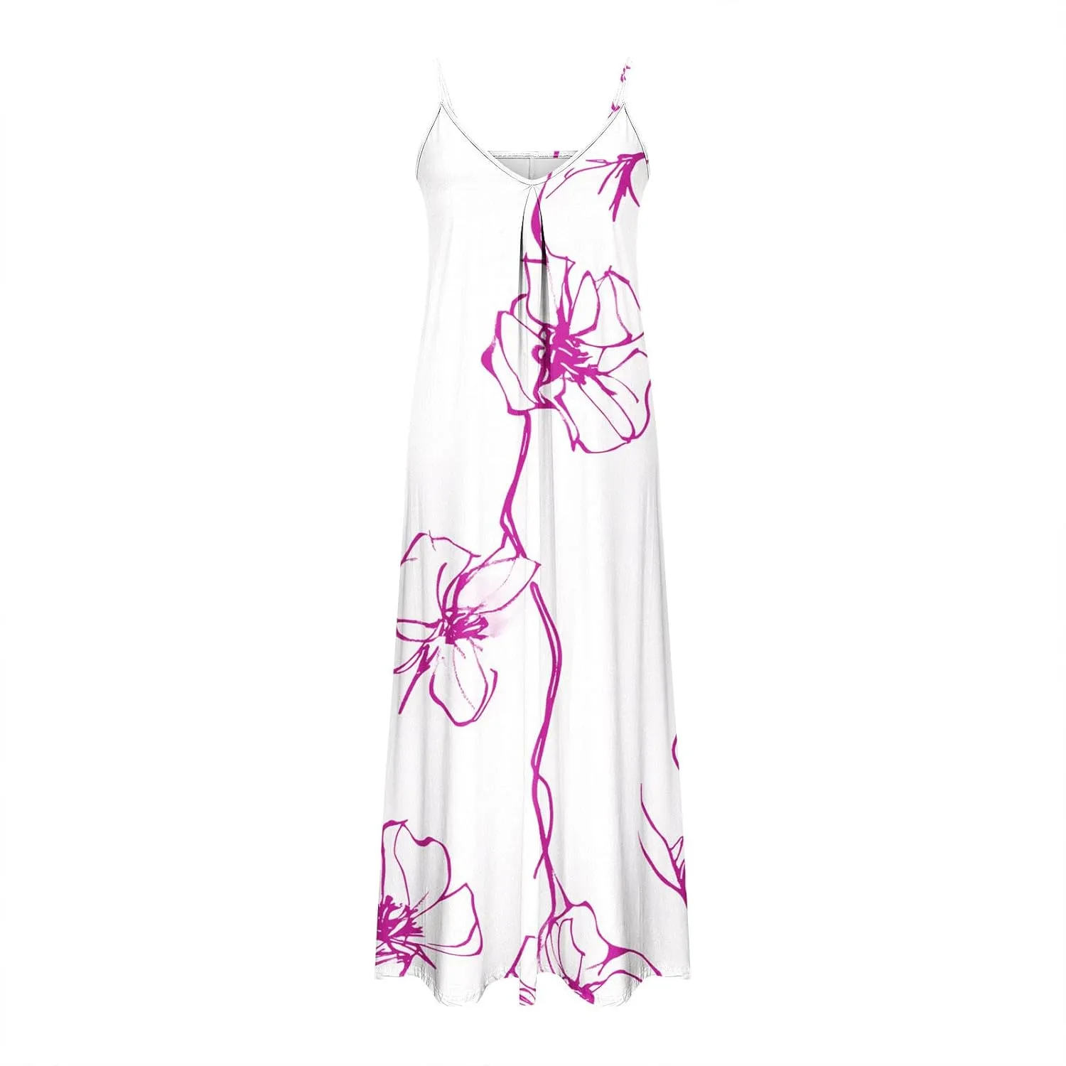 Women's Maxi Dresses 2025 Sexy Spaghetti Straps Beach Vacation Long Dress Floral Flowy Summer Dresses