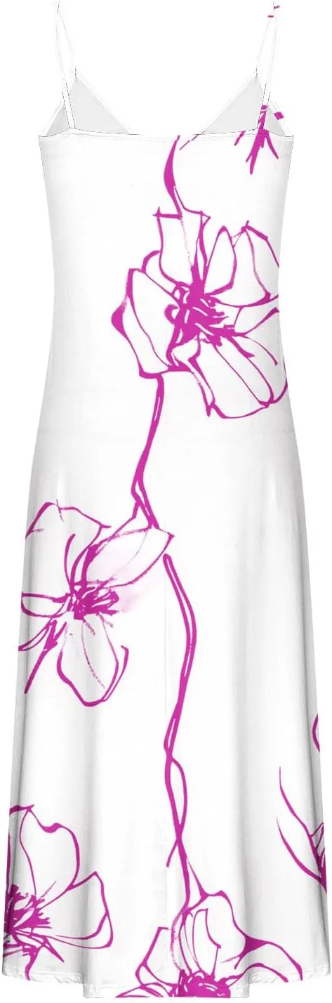 Women's Maxi Dresses 2025 Sexy Spaghetti Straps Beach Vacation Long Dress Floral Flowy Summer Dresses