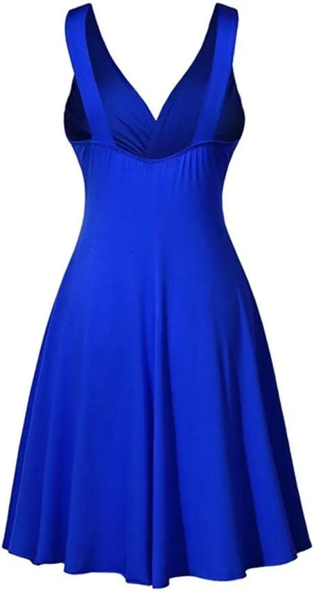 Womens Pleated Plus Strap Skirt Sundress Retro V Neck Slim Fit Vintage Dresses Pretty Garden Dresses for Women 2025