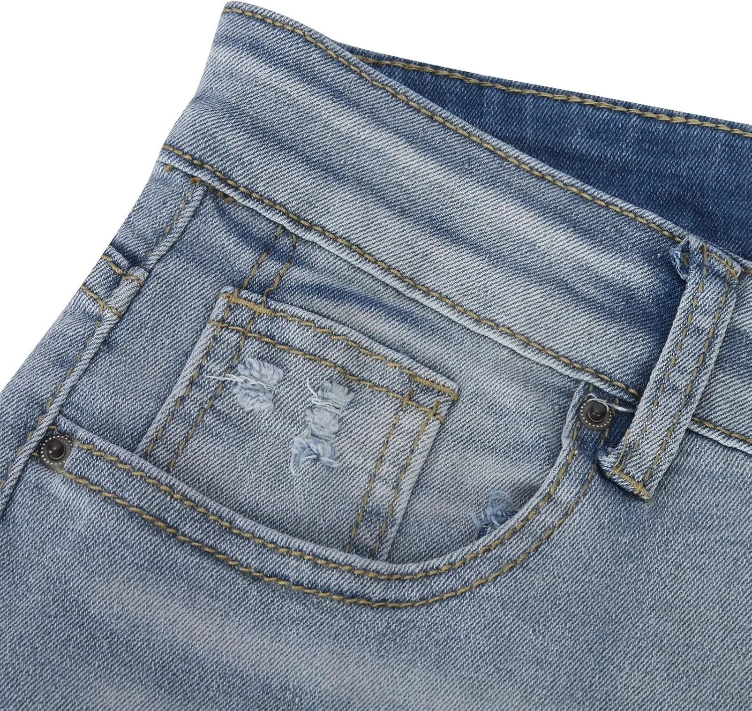 Womens Ripped Denim Jean Shorts High Waisted Stretchy Frayed Raw Hem Short Jeans Summer Casual Denim Butt Lift Shorts