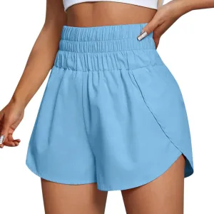 Womens Running Shorts Elastic High Waist Shorts Summer Quick Dry Shorts Casual Comfy Gym Short Outdoor Athletic Hiking