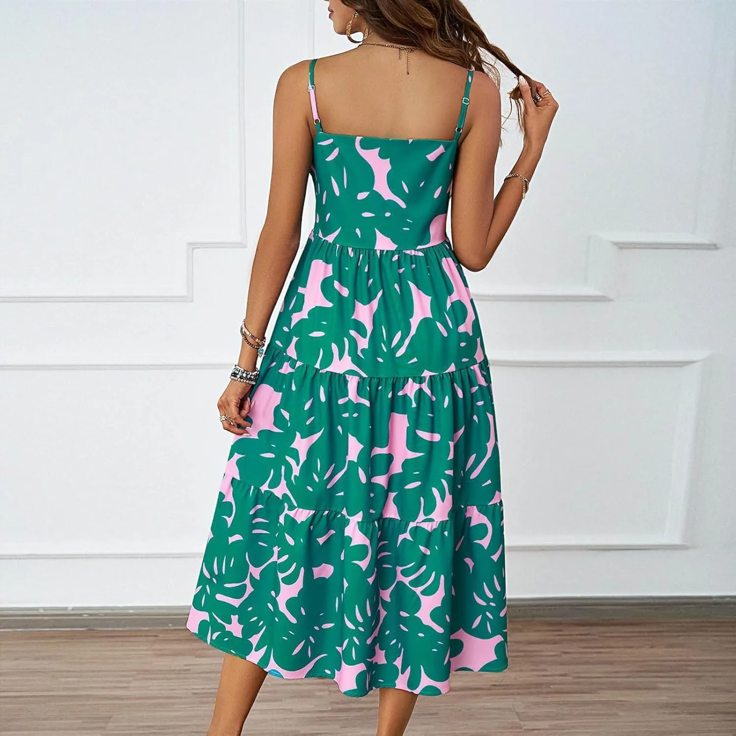 Womens Sexy Straps Summer Dresses 2025 Floral Graphic A Line Shirt Dress Loose Casual Sundress