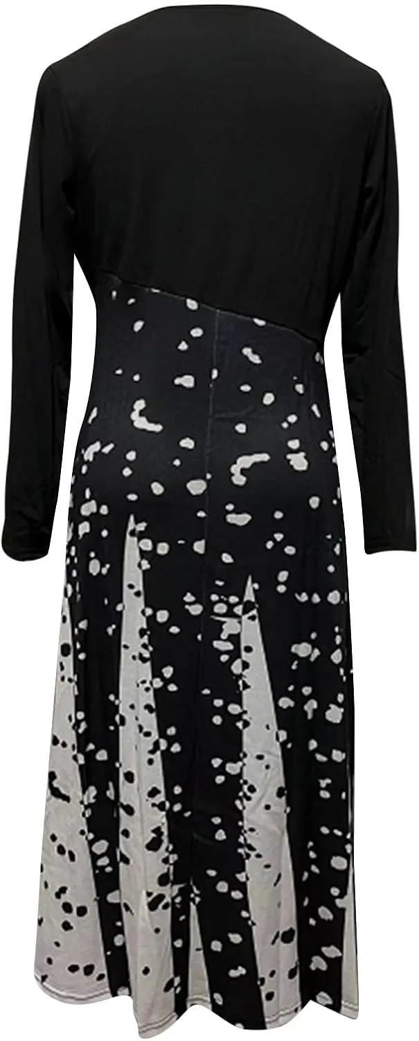 Womens Spring Dresses 2025 Long Sleeve Midi V Neck Summer Boho Cute Casual Waist Fashion Dress