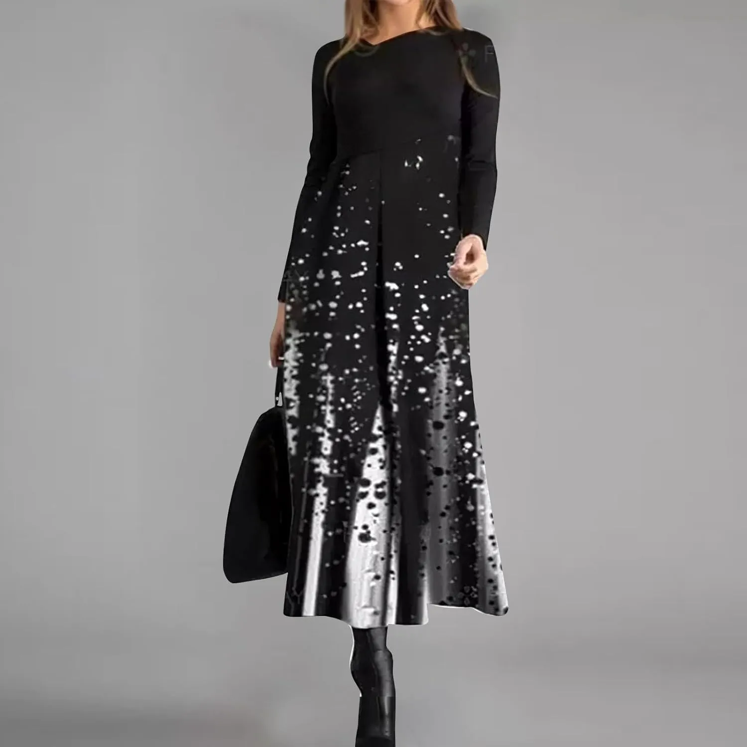 Womens Spring Dresses 2025 Long Sleeve Midi V Neck Summer Boho Cute Casual Waist Fashion Dress