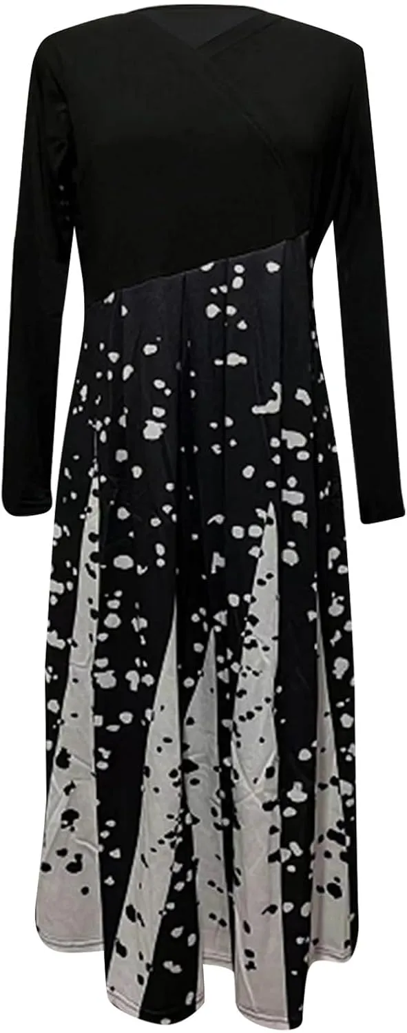 Womens Spring Dresses 2025 Long Sleeve Midi V Neck Summer Boho Cute Casual Waist Fashion Dress