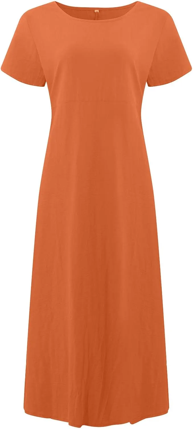 Womens Summer Dress Elastic Waist Ruffle Midi Dresses Pleated A Line Skirt for Women 2025 Church Work Dresses Clothes