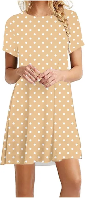 Womens Summer Dresses 2025 Short Sleeve Crewneck Loose Fit Shift Dress Short Dress Shift Dress