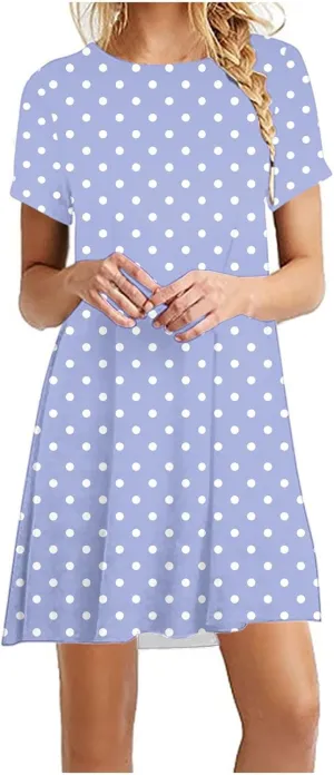 Womens Summer Dresses 2025 Short Sleeve Crewneck Loose Fit Shift Dress Short Dress Shift Dress