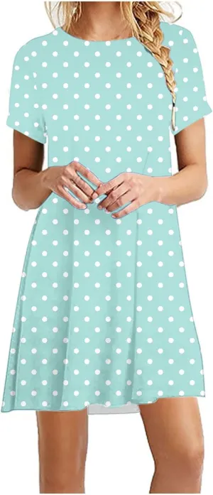 Womens Summer Dresses 2025 Short Sleeve Crewneck Loose Fit Shift Dress Short Dress Shift Dress