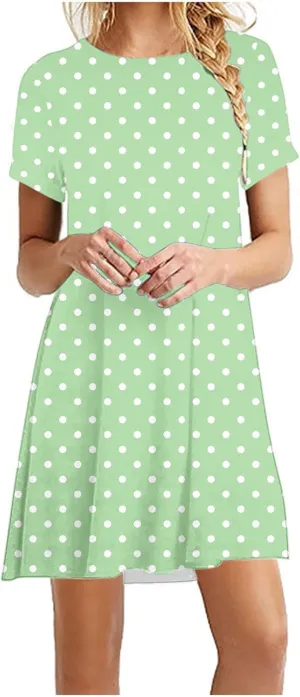 Womens Summer Dresses 2025 Short Sleeve Crewneck Loose Fit Shift Dress Short Dress Shift Dress