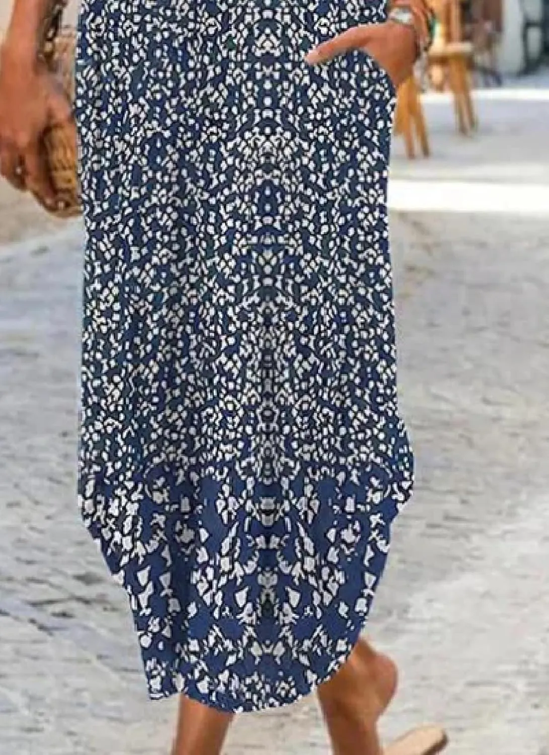 Women's Summer Spring Maxi Dress Floral Split Print Crew Neck Short Sleeve Causal Loose Shift Daily Date Long Dress